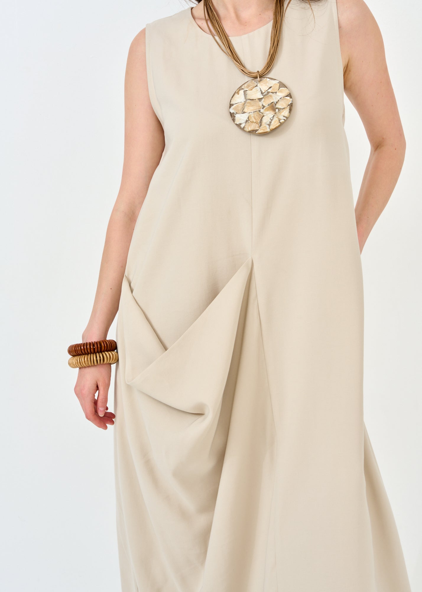 Sleeveless Stone Pocket Dress