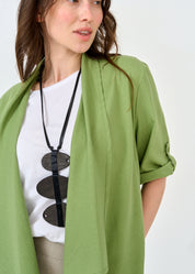 Green open linen top