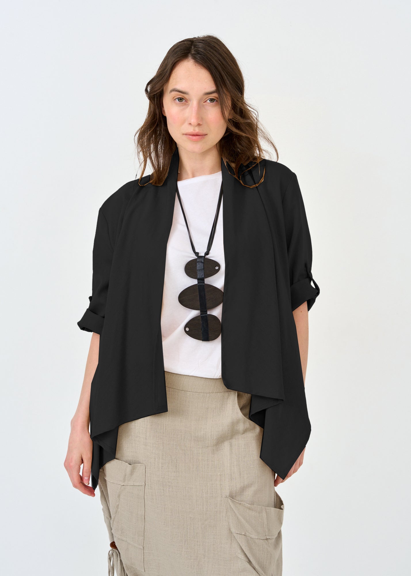 Black open linen top
