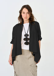 Black open linen top