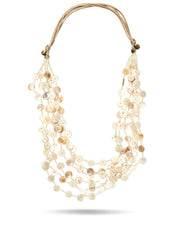 Necklace of rows of white round shells