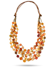 A chain of rows of orange round shells