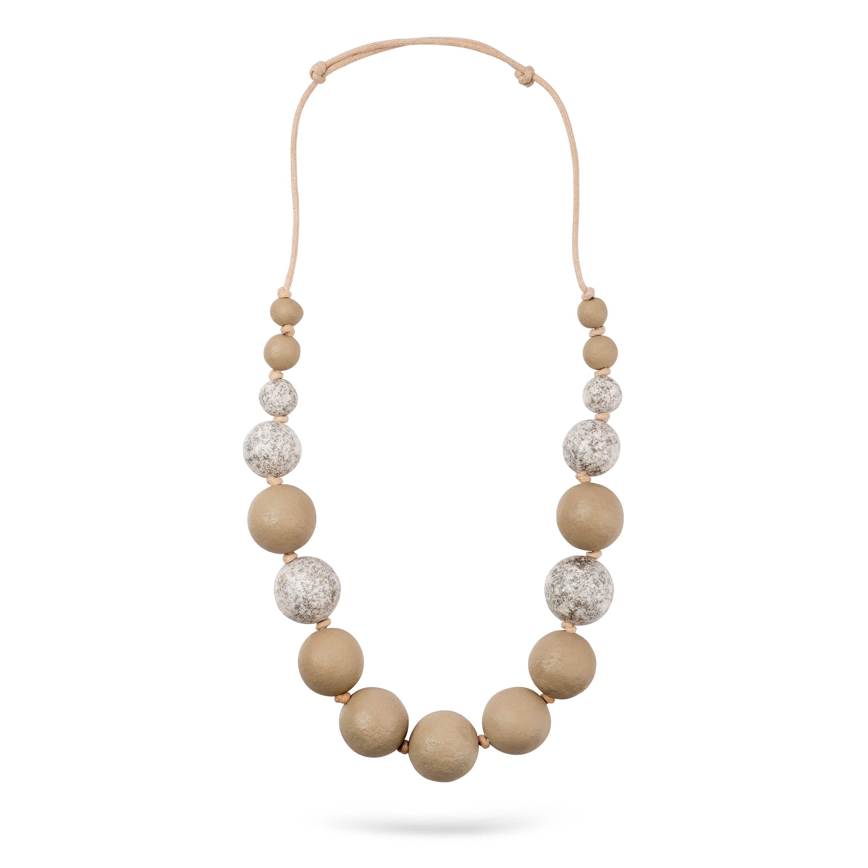 Handmade necklace with gold foil pulp beads
