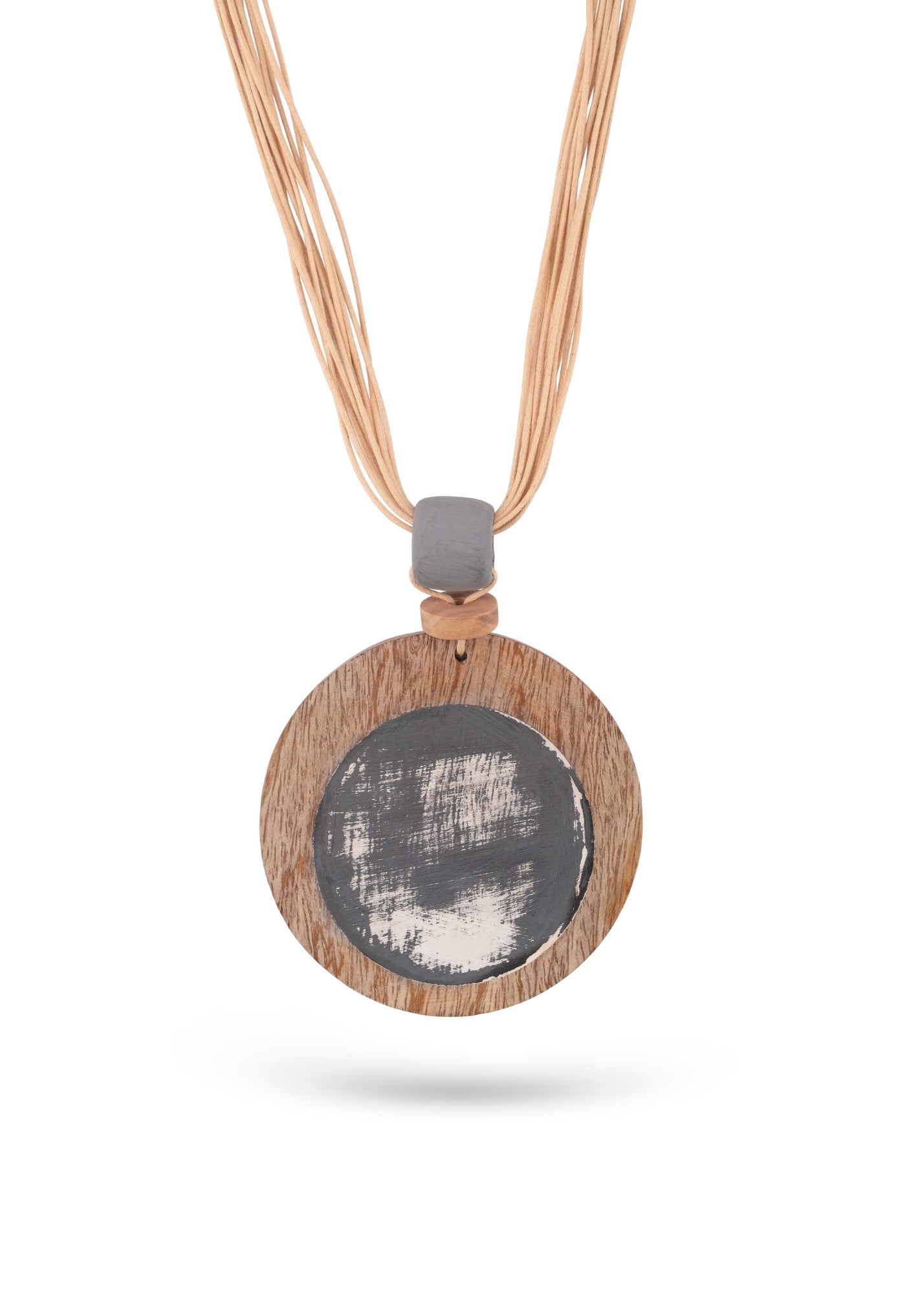 Wash circle necklace made of gray mango wood