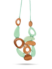 שרשרת שילוב צורות רזין ועץ ירוק בהיר