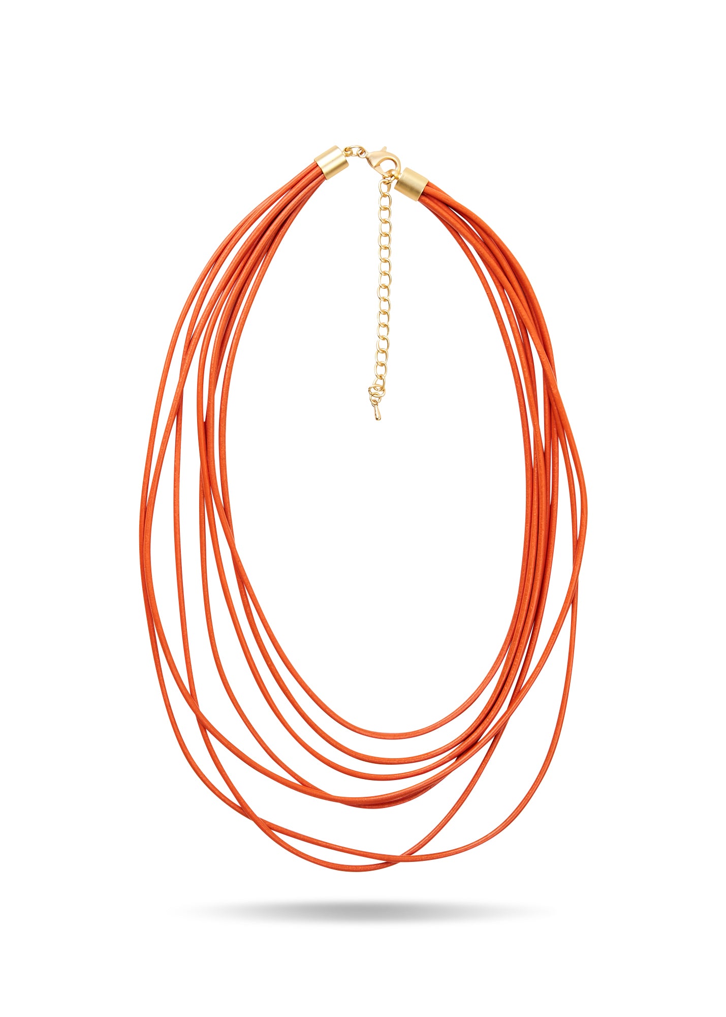 שרשרת חוטי עור חלקה כתום