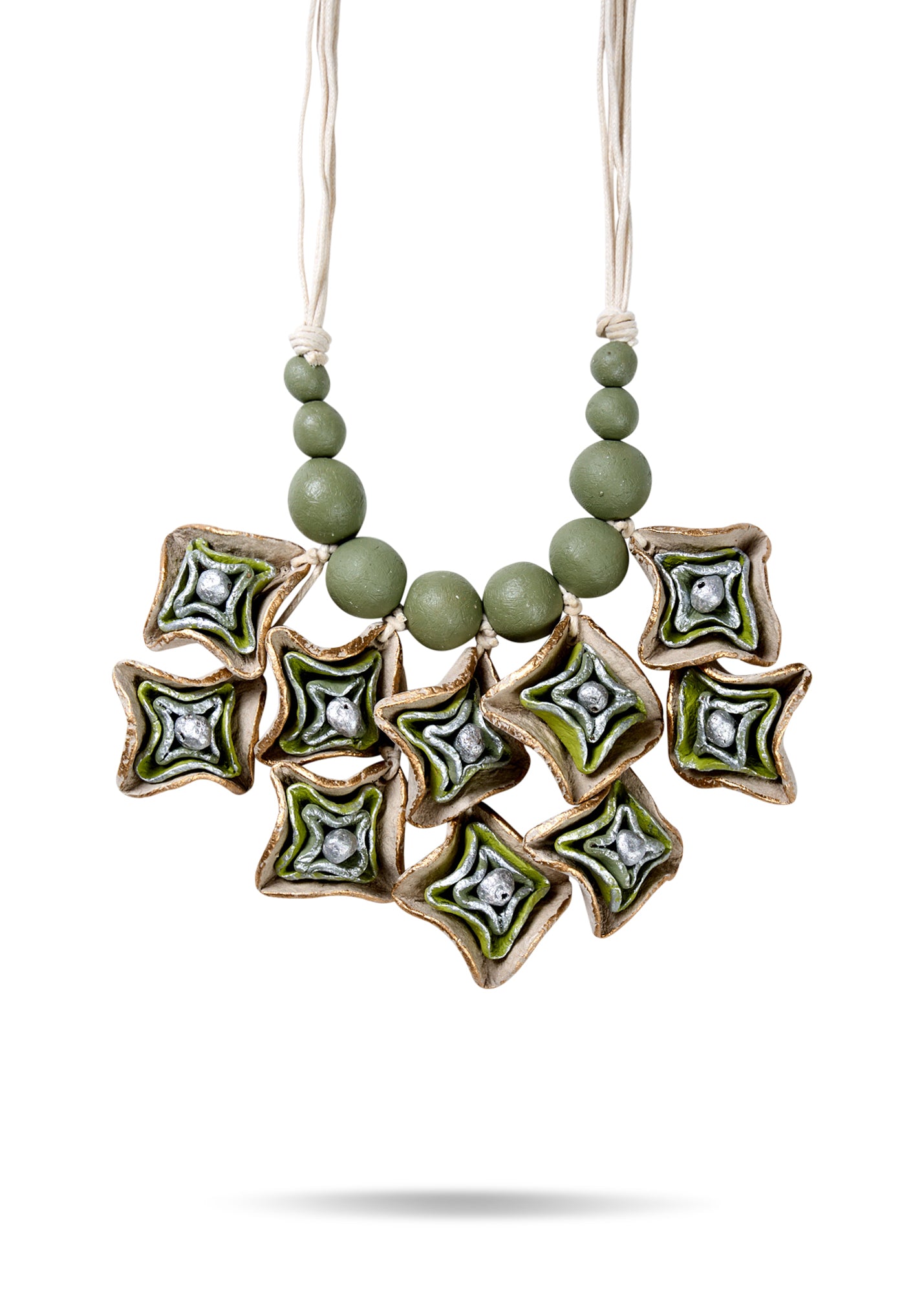 שרשרת פרחים עבודת יד נייר ממוחזר ירוק