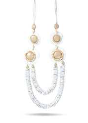 שרשרת נייר ממוחזר חרוזים שטוחים לבן