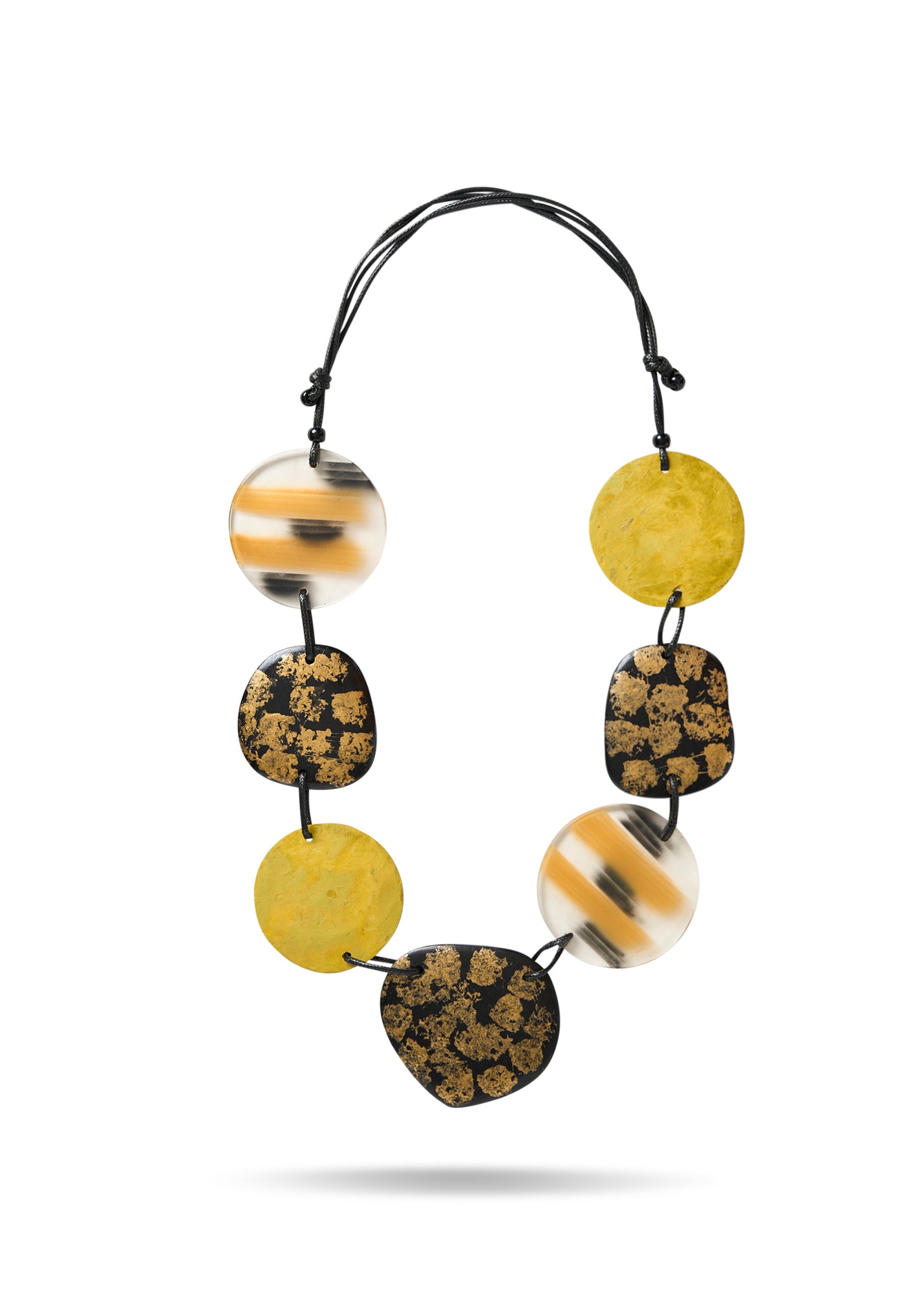 Wood resin texture necklace and gold shell