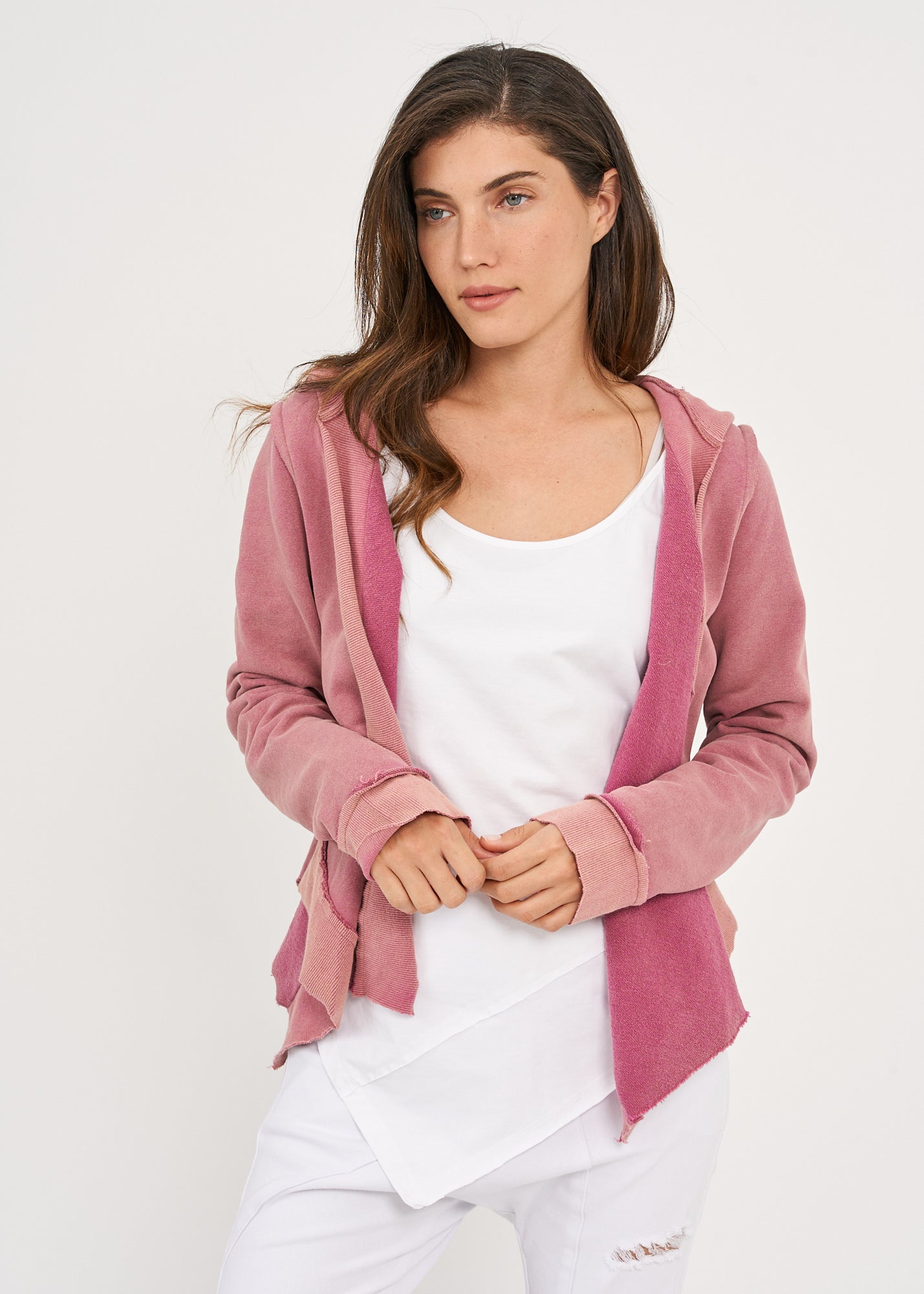 עליונית ווש פתוחה שילוב ריב וכובע ורוד ווש