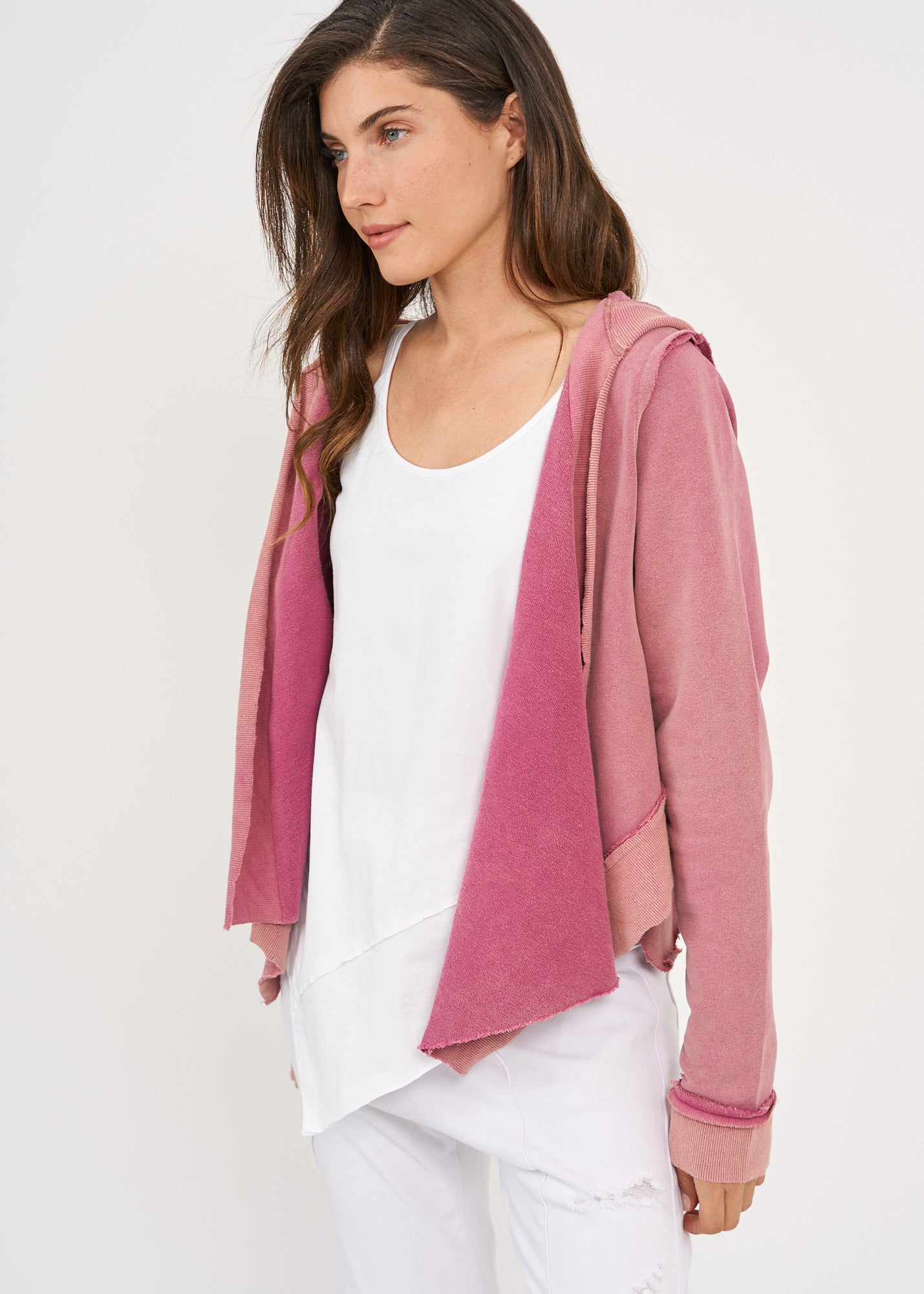 עליונית ווש פתוחה שילוב ריב וכובע ורוד ווש