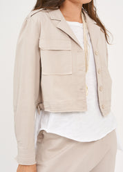 Jacket with two front pockets, Stone cut extension
