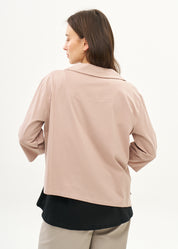 עליונית שרוול 3/4 רוכסן אלכסוני ורוד