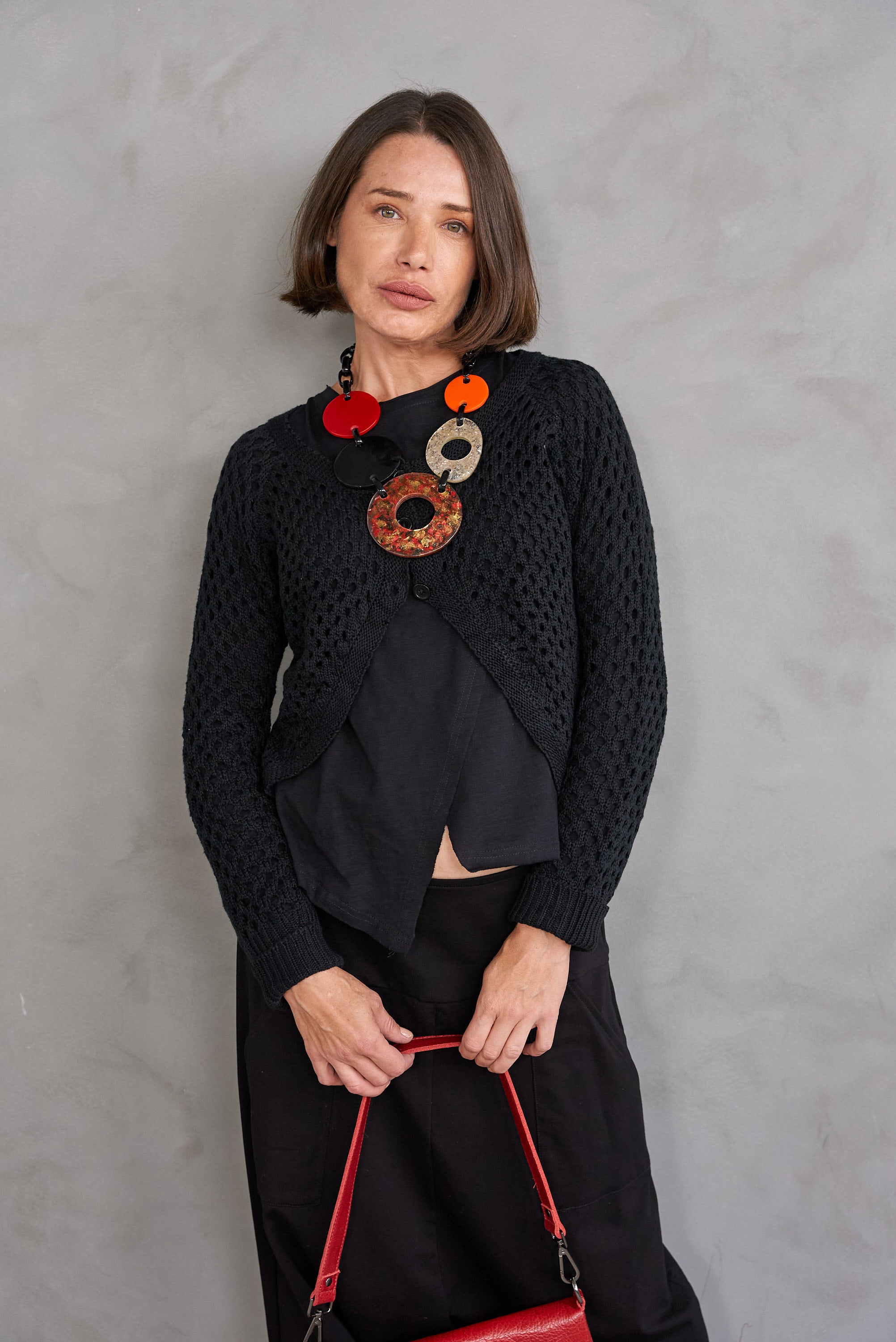 Large handmade necklace resin fragments of a yellow shell