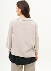 עליונית שרוול 3/4 רוכסן אלכסוני אפור בהיר