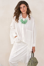 Turquoise papier-mâché flat disc necklace