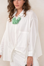 Turquoise papier-mâché flat disc necklace