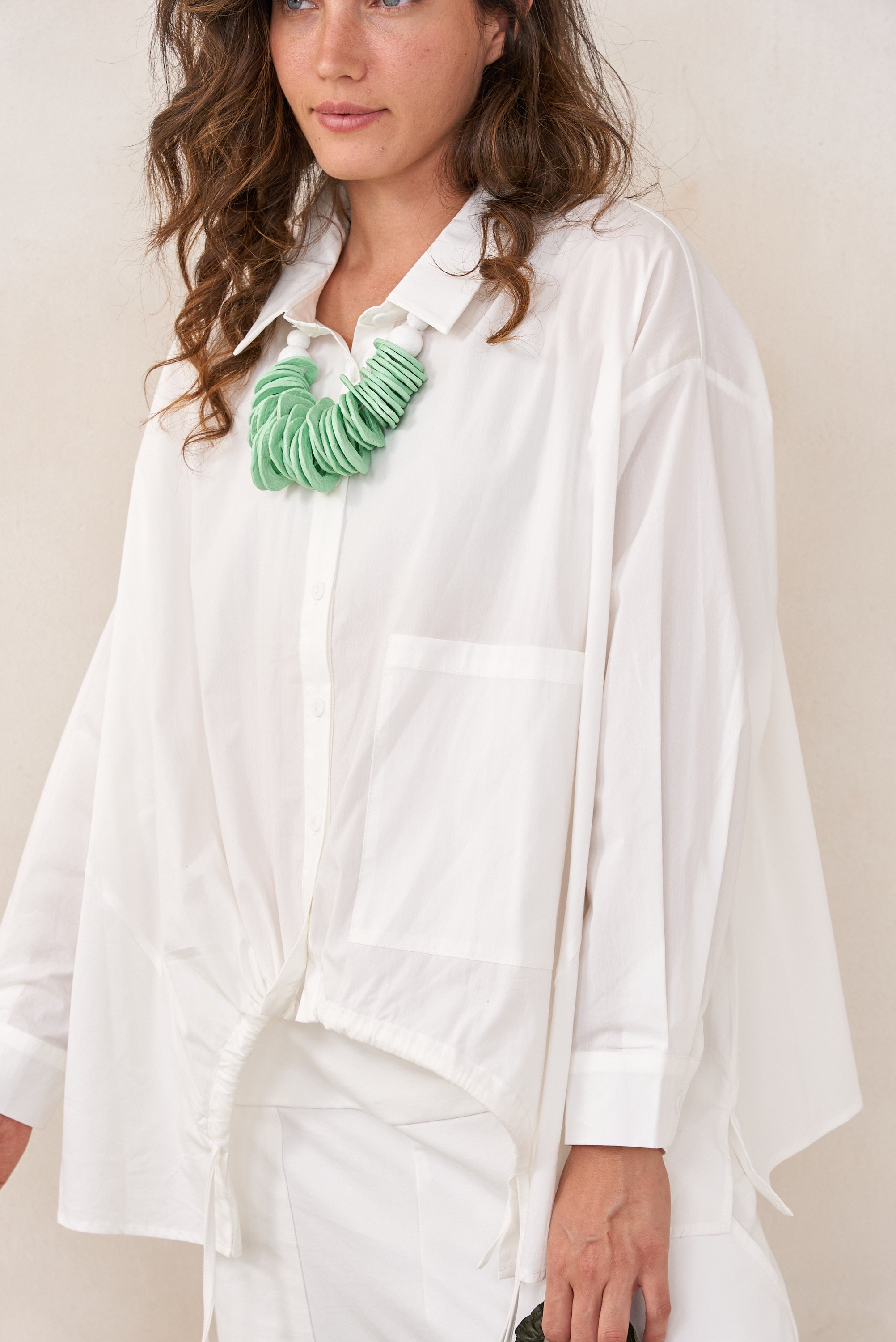 Turquoise papier-mâché flat disc necklace