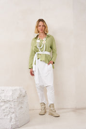 שרשרת נייר ממוחזר חרוזים שטוחים לבן