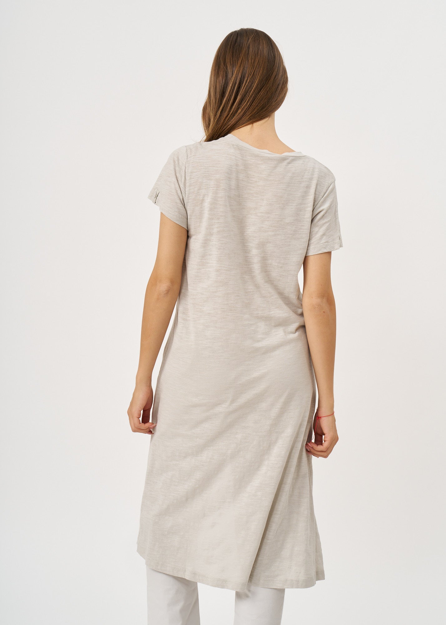 Stone Long Button Short Sleeve Tunic