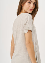 Stone Long Button Short Sleeve Tunic