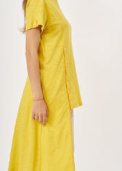 Mustard long button short sleeve tunic