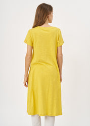 Mustard long button short sleeve tunic
