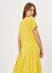 Mustard long button short sleeve tunic