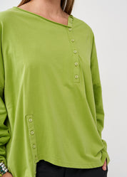חולצה שרוול ארוך שתי כפתרות ירוק