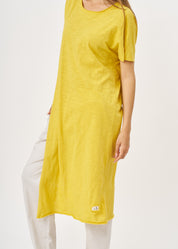 Mustard short sleeve tunic with front slit