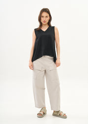 Black cotton diagonal cut tank top