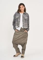 ג'קט חולצה בצביעת ווש אפור כהה