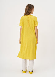 Mustard short sleeve tunic with front slit
