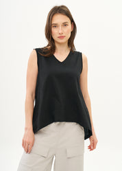 Black cotton diagonal cut tank top