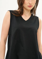 Black cotton diagonal cut tank top