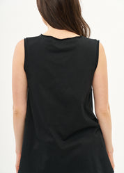 Black cotton diagonal cut tank top