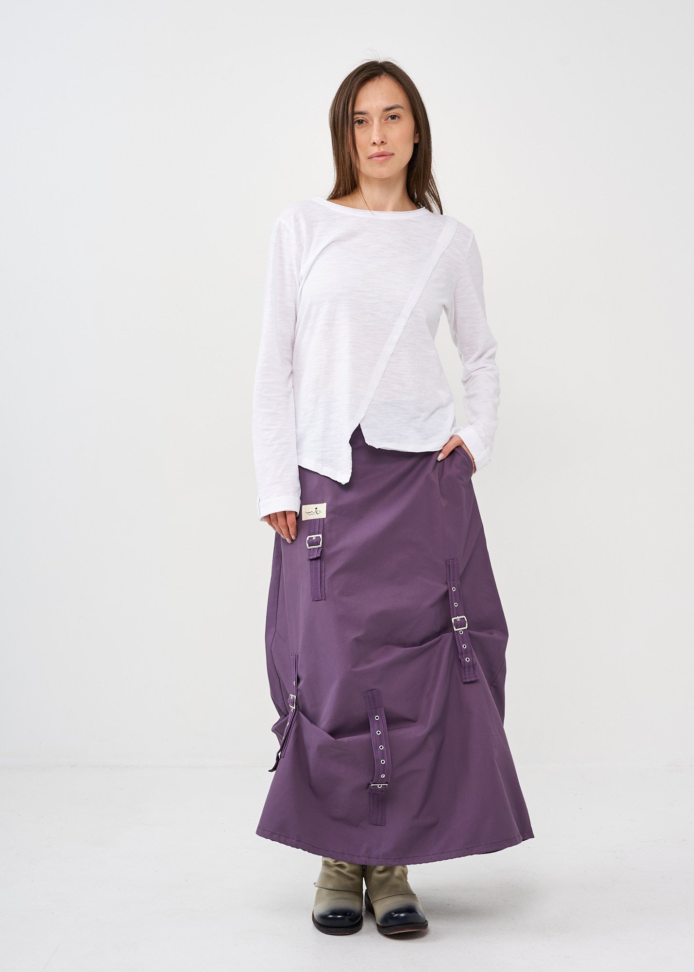 Purple Miya Logo Buckles Skirt