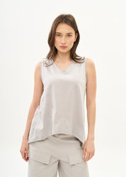 Gray cotton diagonal cut tank top