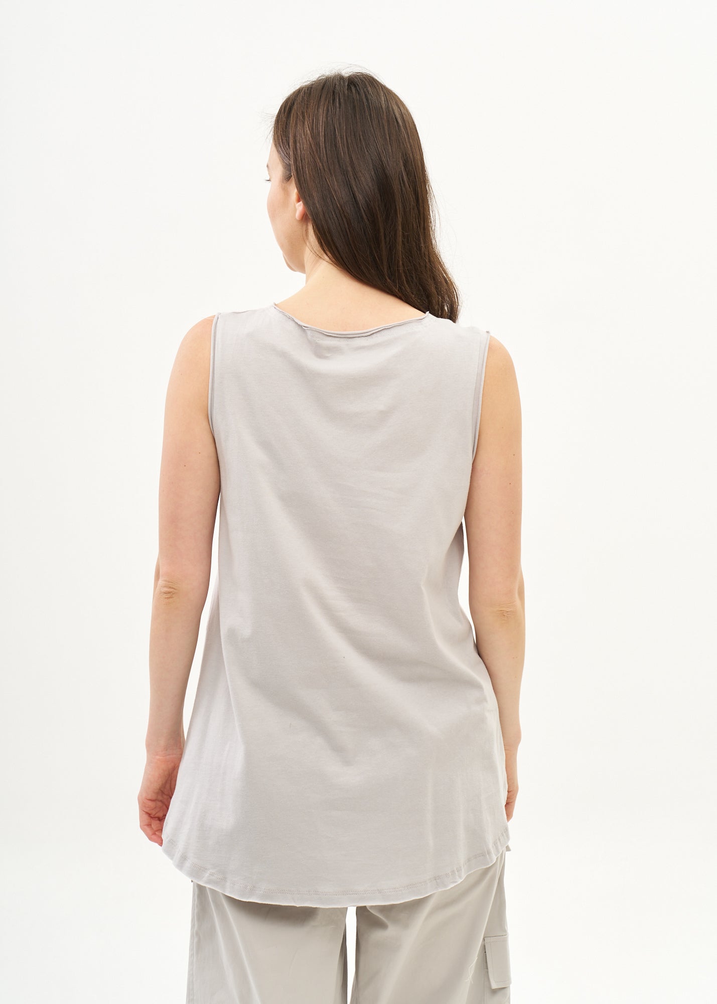 Gray cotton diagonal cut tank top