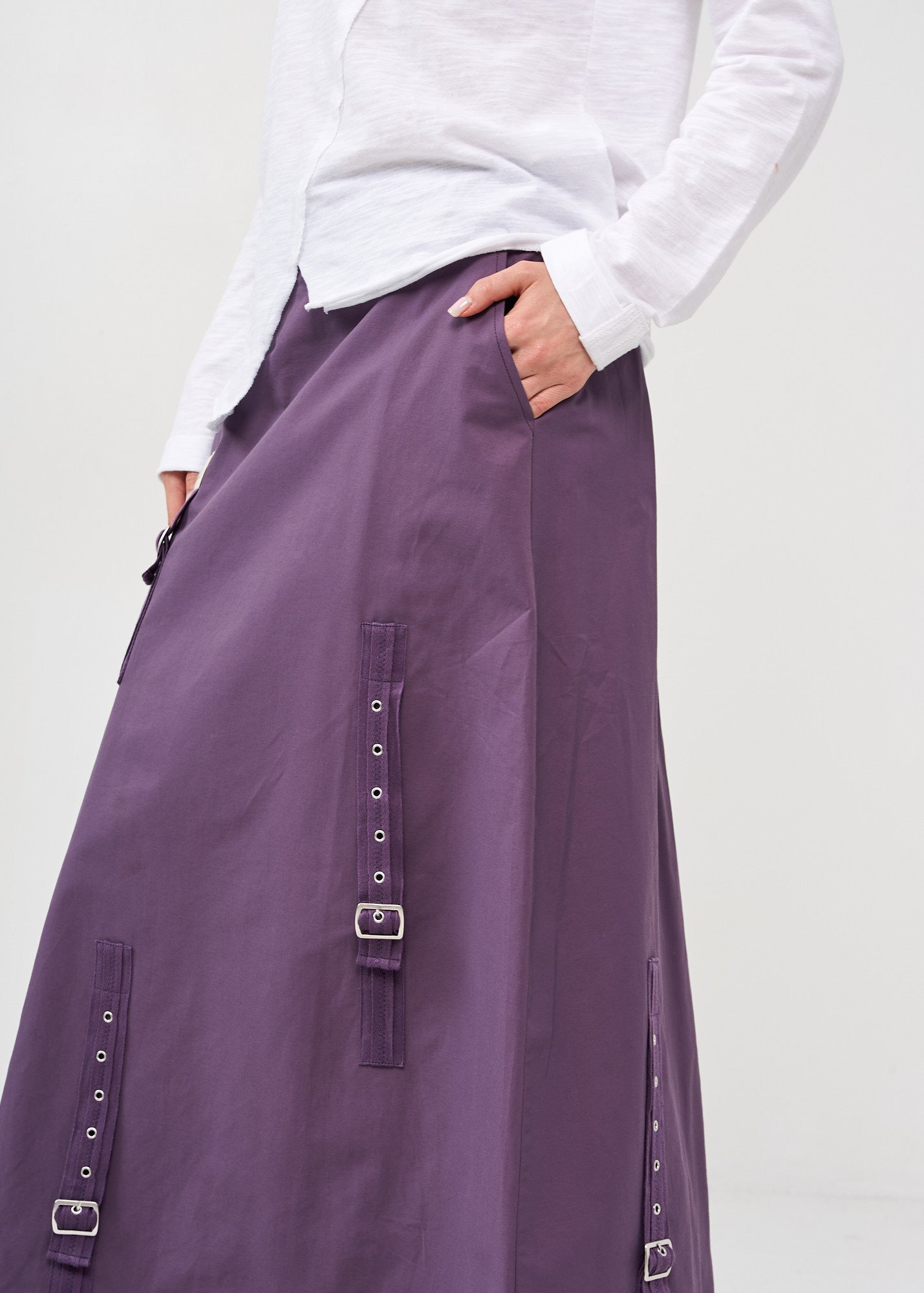Purple Miya Logo Buckles Skirt