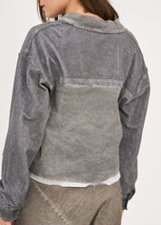 ג'קט חולצה בצביעת ווש אפור כהה