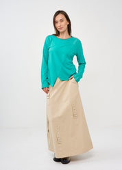 חולצה שרוול ארוך שילוב סרט טורקיז