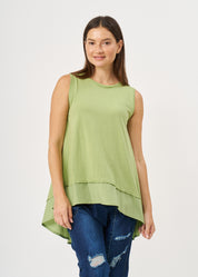 Green fabric combination extension tank top