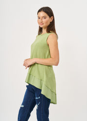 Green fabric combination extension tank top