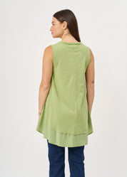 Green fabric combination extension tank top
