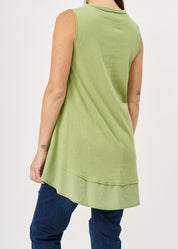 Green fabric combination extension tank top