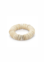 צמיד חרוזי עץ שטוחים לבן