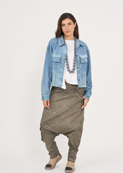 ג'קט חולצה בצביעת ווש כחול