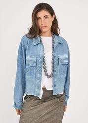 ג'קט חולצה בצביעת ווש כחול