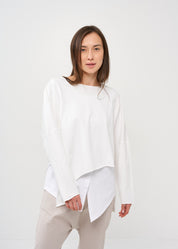 חולצת עטלף שרוול ארוך פרנץ' טרי לבן